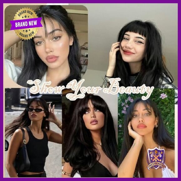 18 Inch Synthetic Hair Topper with Bangs 360 Coverage Clip In main image 8